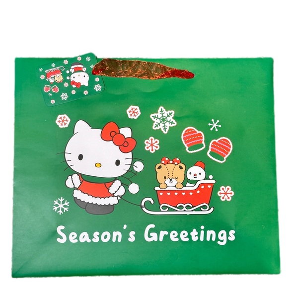 Hello Kitty Gift Bag (10”Hx12”Wx4”D) Green - Picture 1 of 2
